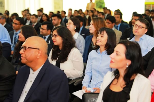 Faculty members and students at the Orientation