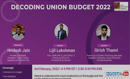 SP Jain’s GMBA student discusses key aspects of the Union Budget 2022 with top industry experts